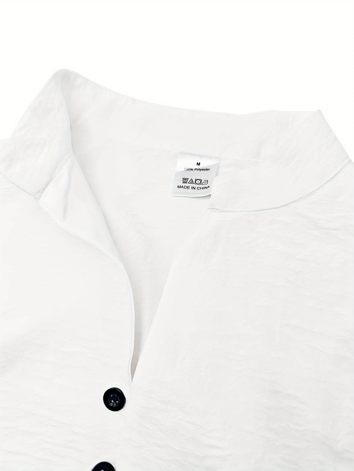 Stylish Men's White Print Outfit - Casual Shirt & Shorts Set for All Seasons - Buy Center US
