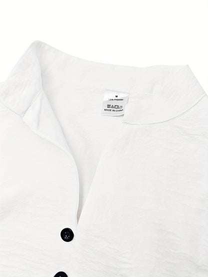 Stylish Men's White Print Outfit - Casual Shirt & Shorts Set for All Seasons - Buy Center US