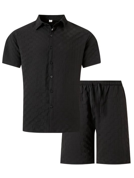 NIKXUAN Men's Casual Short-Sleeved Suit - Breathable Checkered Summer Top - Buy Center US