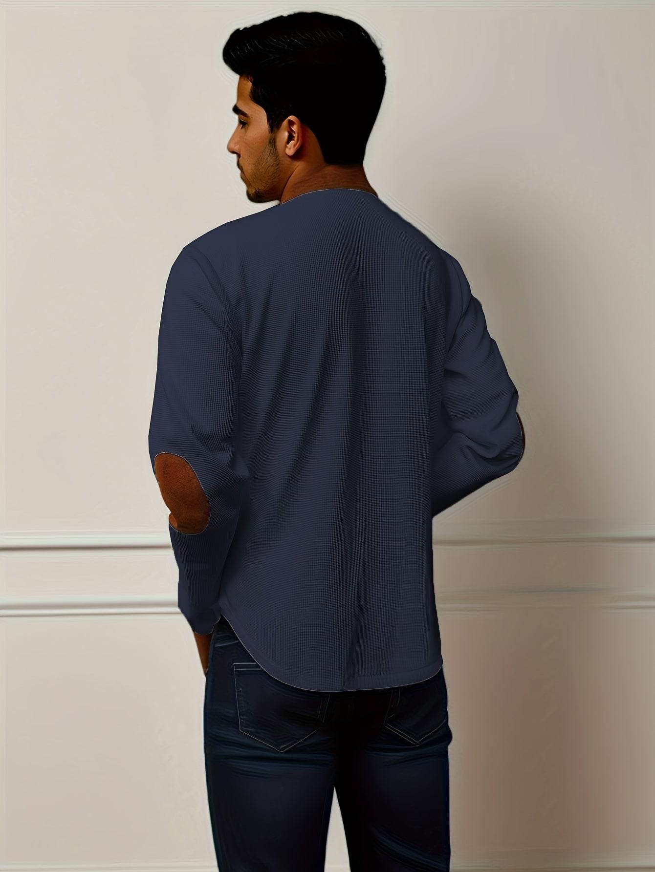 Men's Color Block Waffle Knit Henley Shirt - Breathable & Stylish Top - Buy Center US