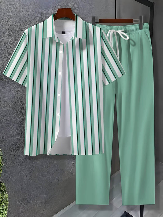 Men's Casual Novelty Outfit Set - 100% Polyester with Button Detail - Buy Center US