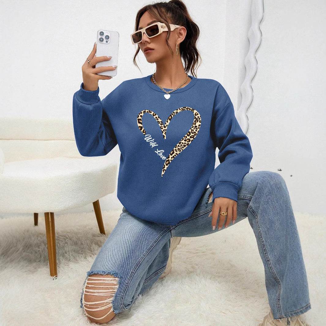 Leopard Wild Heart Pattern Female Sweatshirt Set - Stylish & Comfy - Buy Center US