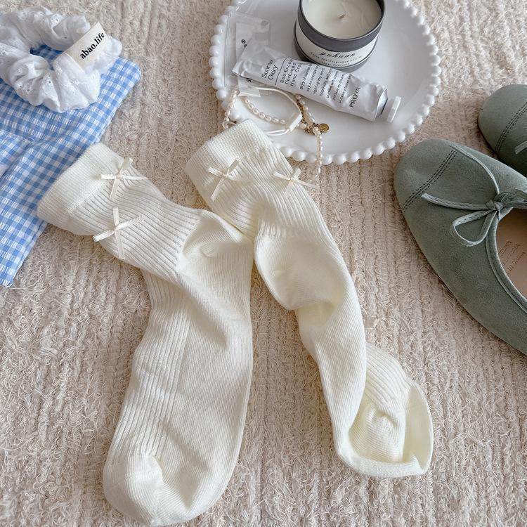 Cute Bow Cotton Seam Socks - Ins Style for Spring & Summer - Buy Center US
