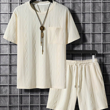 Men's Casual Outfit - Solid Color, Stretchy Knit Fabric for All Seasons - Buy Center US