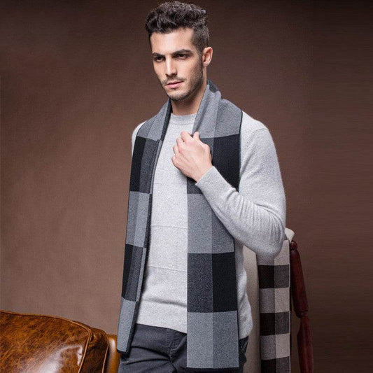 Buycenter Men's Warm Wool Plaid Scarf - Casual Fashion Accessory - Buy Center US