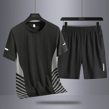 Buycenter Men's Summer Suit - Ice Silk Quick-Drying T-Shirt & Shorts Set - Buy Center US