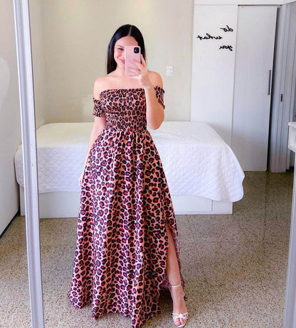 Off-Shoulder Printed Butterfly Dress - Rainbow Colors & Swing Style - Buy Center US
