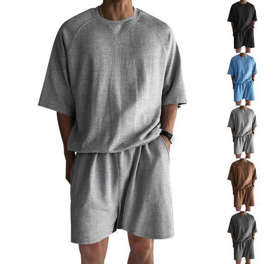 Buycenter Men's Casual Terry Sports Set - Short Sleeve & Shorts Combo - Buy Center US