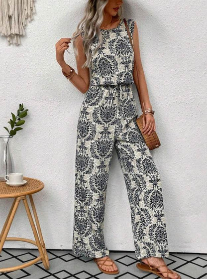 Bohemian Printed Waist Cinching Casual Pants Set - Sizes S to 3XL - Buy Center US
