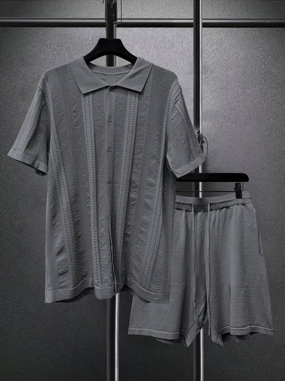 Men's Short-Sleeved Shirt and Shorts Suit - Casual Spring Fashion Set - Buy Center US