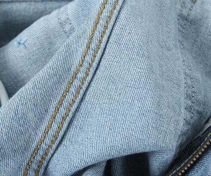 High Waist Loose Boyfriend Style Cargo Jeans - Denim Blue Trousers - Buy Center US