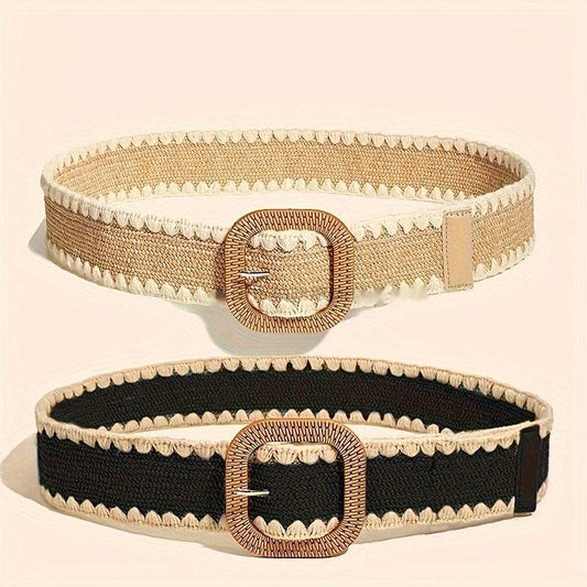 Elegant Wooden Buckle PP Grass Belt - European & American Style - Buy Center US