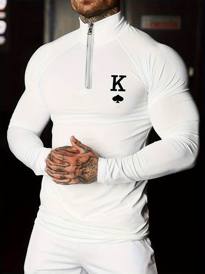 Men's White Sporty Zip-Up Shirt - Tight-Fit Stretch Fabric for Gym - Buy Center US