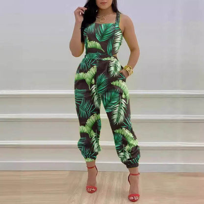 Fashion Bowknot Women's Jumpsuit - Colorful Floral Printed Romper - Buy Center US