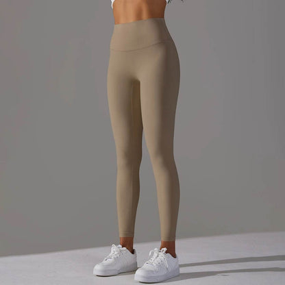 High Waist Cropped Pants - Breathable Nude Fit for Yoga & Fitness - Buy Center US
