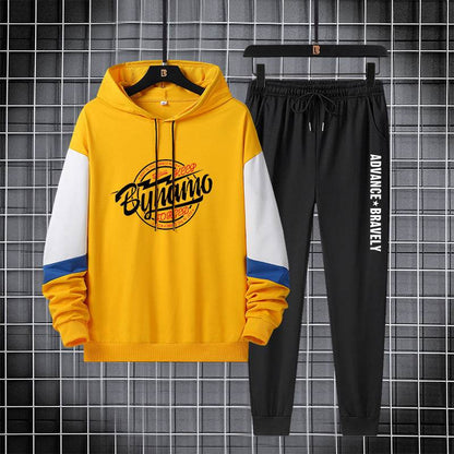 Buycenter Paneled Hooded Cotton Sweatshirt Set - Casual Leisurewear for All Sizes - Buy Center US