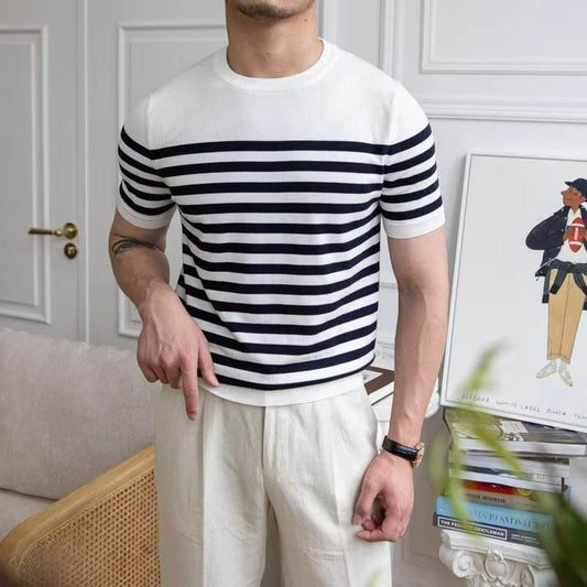 Trendy Men's Striped Short Sleeve T-shirt - Summer Casual Wear, All Sizes - Buy Center US