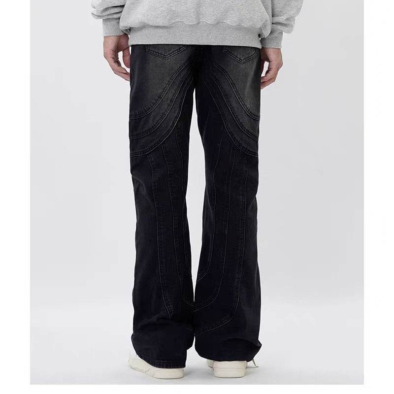 Men's Loose Design Stitching Jeans - Mid Waist Comfortable Denim - Buy Center US