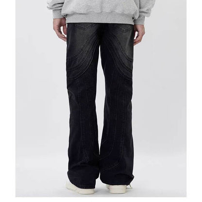 Men's Loose Design Stitching Jeans - Mid Waist Comfortable Denim - Buy Center US