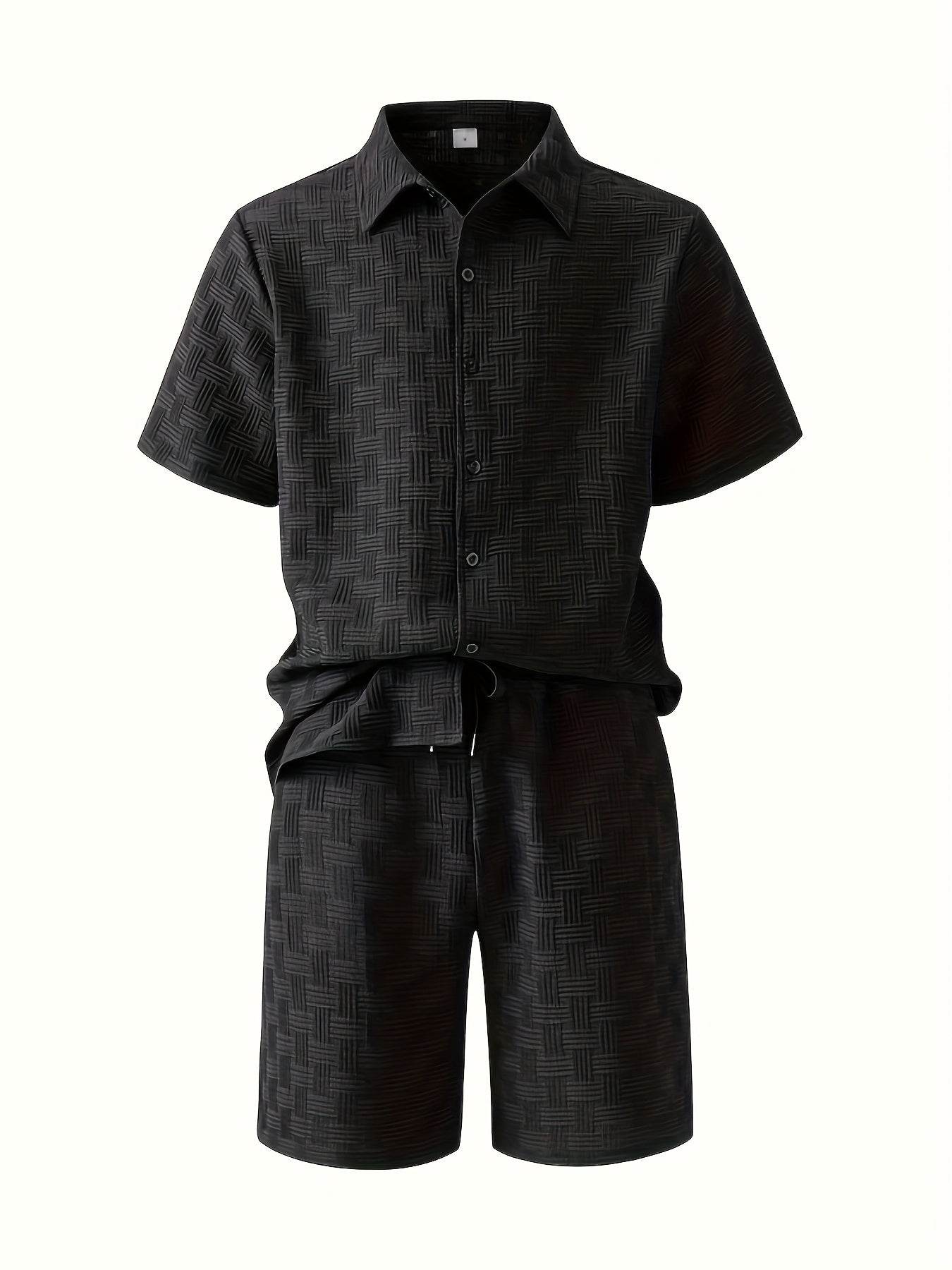 Men's Casual Summer Shirt and Shorts Set - 100% Polyester Comfort - Buy Center US