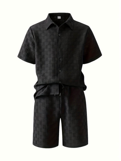 Men's Casual Summer Shirt and Shorts Set - 100% Polyester Comfort - Buy Center US