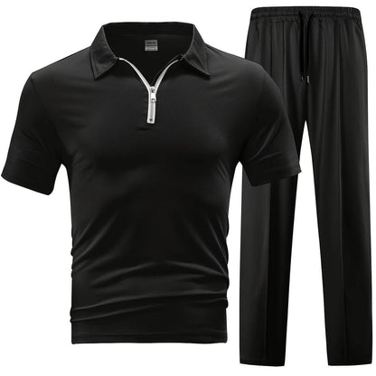 Men's Casual Outdoor Zip Short Sleeve & Pants Set - 5 Color Options - Buy Center US