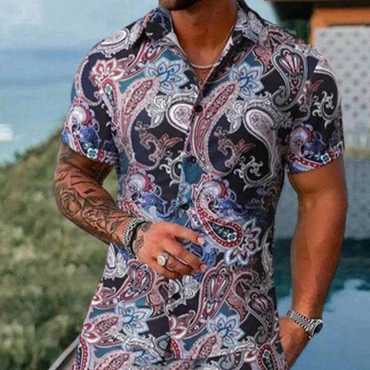 Buycenter Men's Floral 3D Printed Polo Shirt & Shorts Suit - Slim Fit - Buy Center US