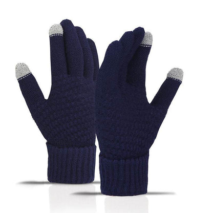 Warm Fleece-lined Cycling Gloves - Wind-proof Touchscreen Knitted Design - Buy Center US