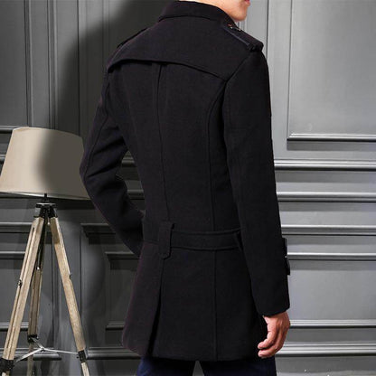 Buycenter Men's Slim Fit Duster Coat - Korean Fashion, Pocket Style - Buy Center US
