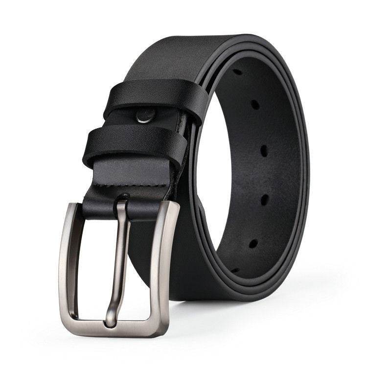 Buycenter Men's Cowhide Leather Belt - Single-Layer with Alloy Buckle - Buy Center US