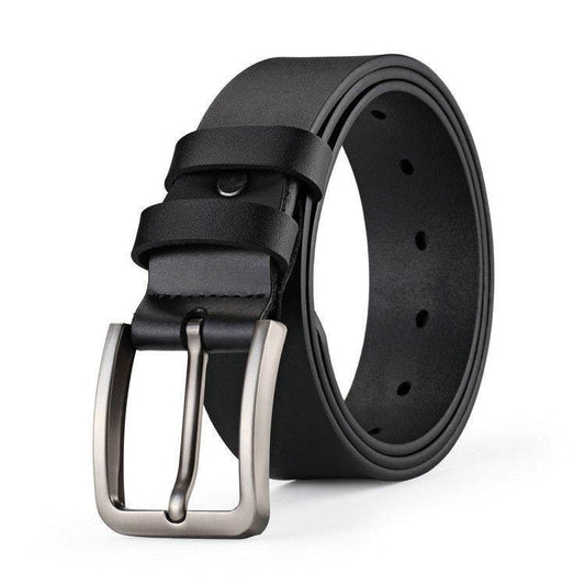 Buycenter Men's Cowhide Leather Belt - Single-Layer with Alloy Buckle - Buy Center US