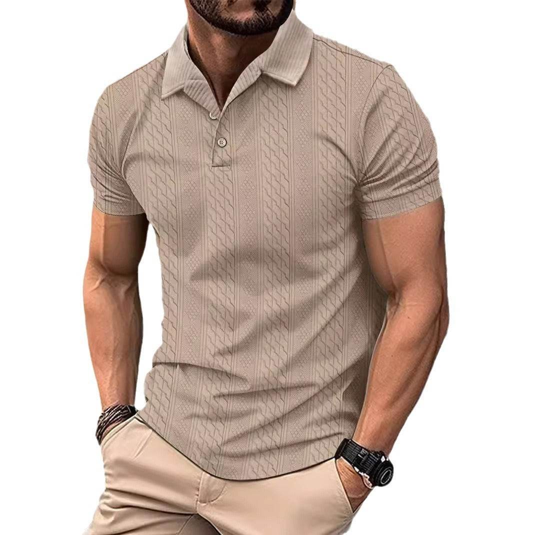 Buycenter Men's Polo Collar Short Sleeve Shirt - Solid Color Cotton Blend - Buy Center US