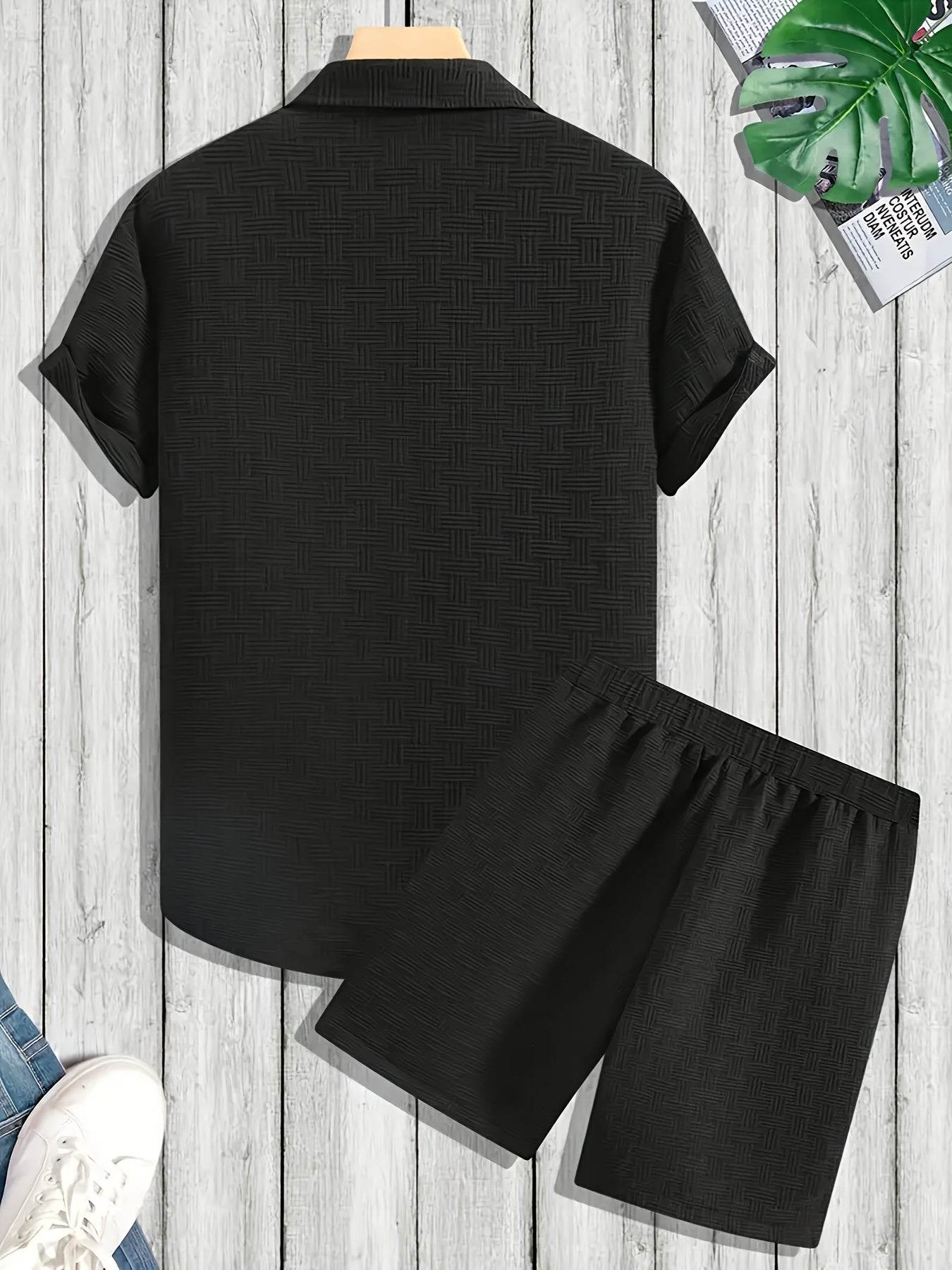 Men's Summer Casual 2-Piece Outfit Set - Slim Fit Short Sleeve & Shorts - Buy Center US