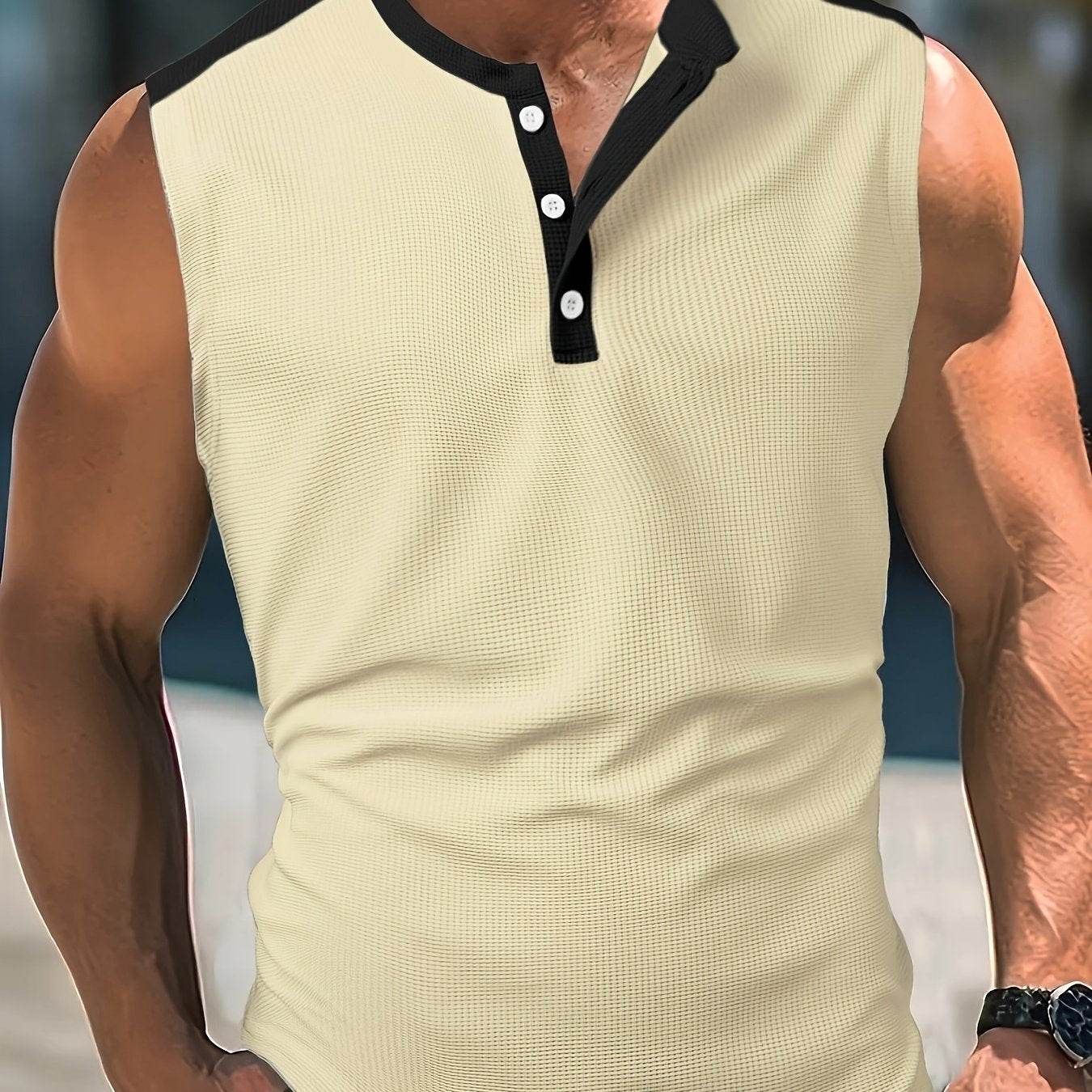 Men's Summer Waffle Knit Sleeveless Vest - Breathable, Casual Layering Top - Buy Center US