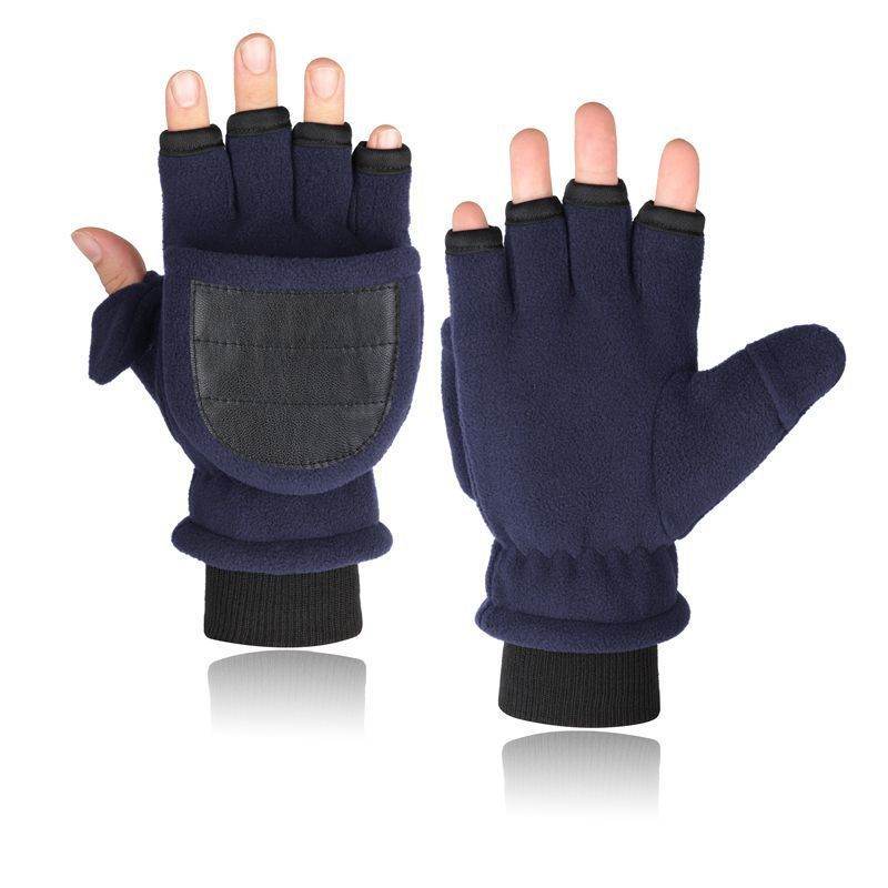 Buycenter Double-Layer Velvet Gloves - Touch Screen Half Finger Design - Buy Center US