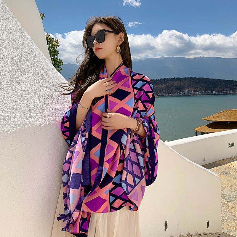 Sanya Seaside Women's Shawl Scarf - Warm & Sunshade for All Seasons - Buy Center US
