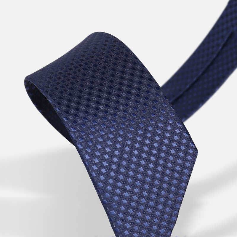 Buycenter Navy Blue Plaid Tie for Men - 7cm Business Casual Style - Buy Center US