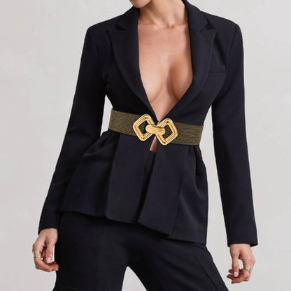 Stylish Wide Waist Elastic Belt for Women - Versatile PU Leather Design - Buy Center US