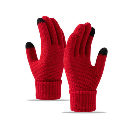 Warm Fleece-lined Cycling Gloves - Wind-proof Touchscreen Knitted Design - Buy Center US