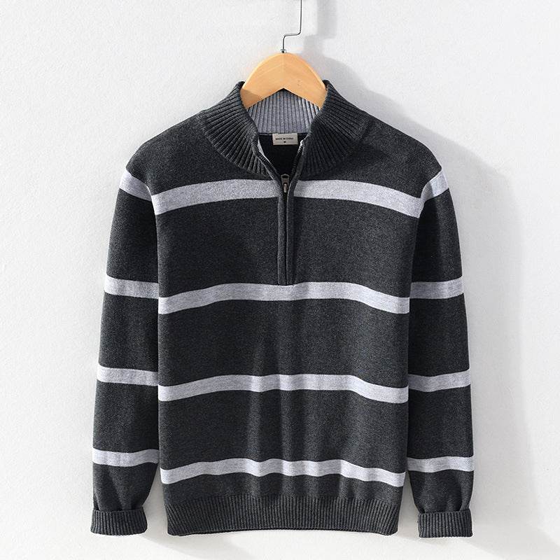 Men's Cotton Wool Half Zipper Sweater - Casual Slim Fit Pullover - Buy Center US