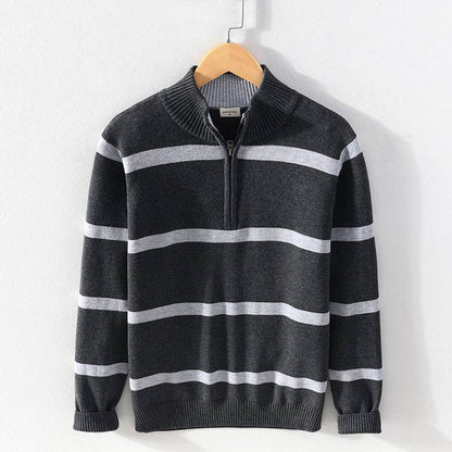 Men's Cotton Wool Half Zipper Sweater - Casual Slim Fit Pullover - Buy Center US