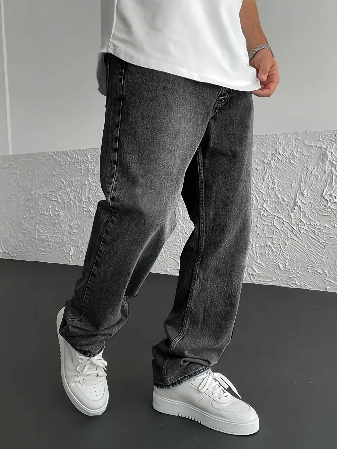 Men’s Loose-Fit Jeans - Cotton Blend All-Season Denim with Pockets - Buy Center US