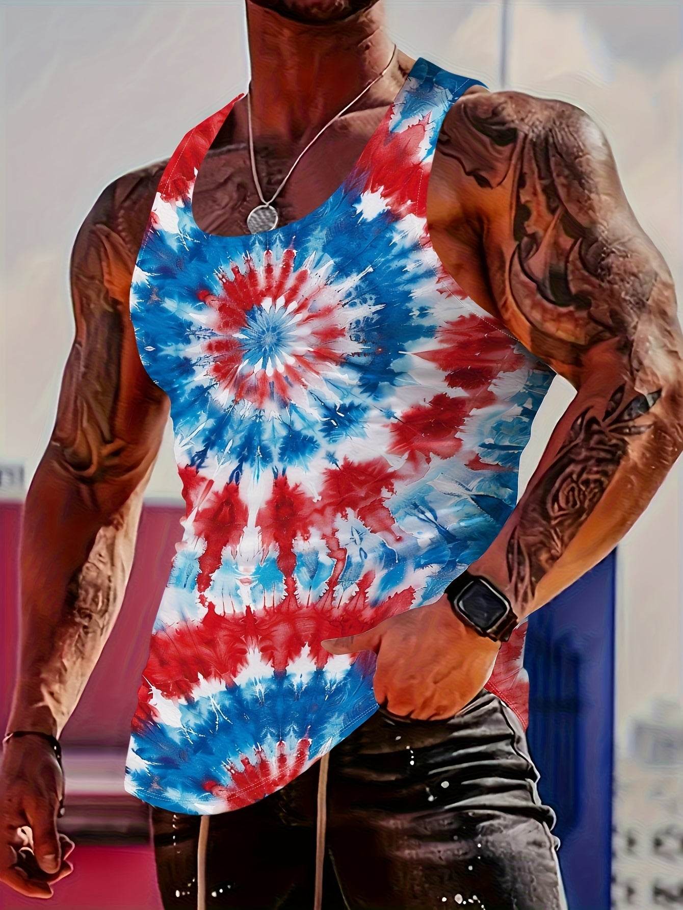 MBD Men's Stylish Lion Print Tank Top - Casual Sleeveless Summer Wear - Buy Center US