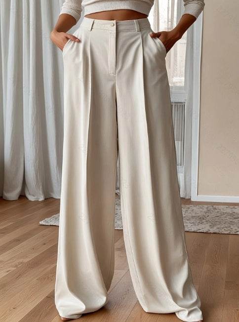 Women's Plus Size High Waist Straight Leg Trousers - Elegant & Casual - Buy Center US