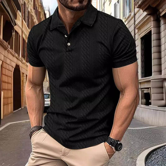 Buycenter Men's Polo Collar Short Sleeve Shirt - Solid Color Cotton Blend - Buy Center US