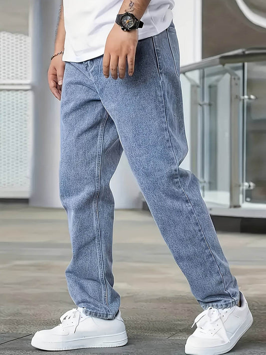 Loose Fit Men's Jeans - Cotton Blend, All-Season Basics for Adults - Buy Center US