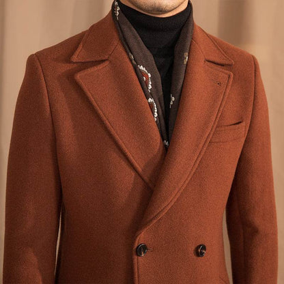 Buycenter Double-Breasted Mid-Length Wool Overcoat - Stylish & Warm - Buy Center US
