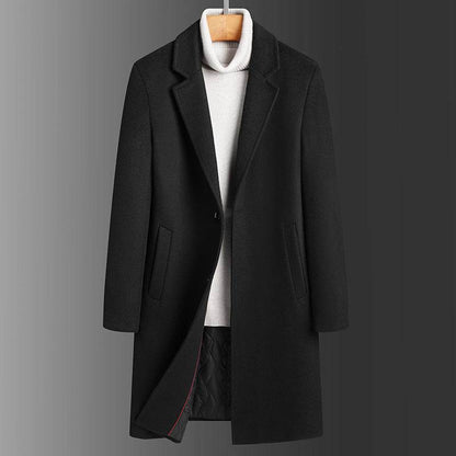 Buycenter Men's Slim Casual Trench Coat - Thick Woolen Jacket for Winter - Buy Center US