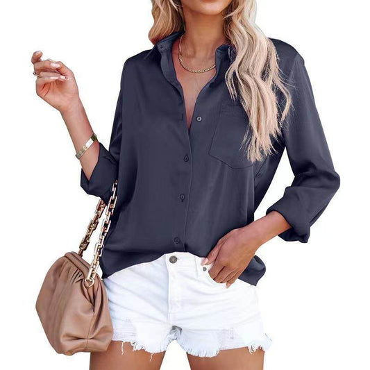 Women's Spring Long Sleeve V-Neck Top - European & American Styles - Buy Center US