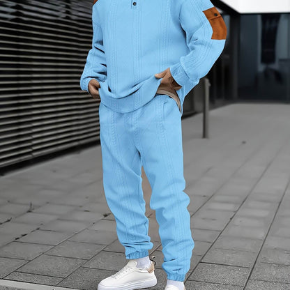 Men's Casual Sports Suit - Color Block Design, Comfortable & Breathable Fabric - Buy Center US